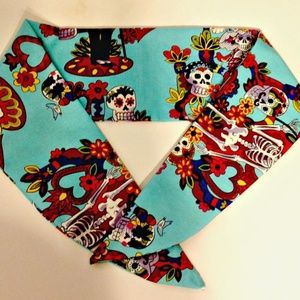 Day of the Dead Turquoise Scarf